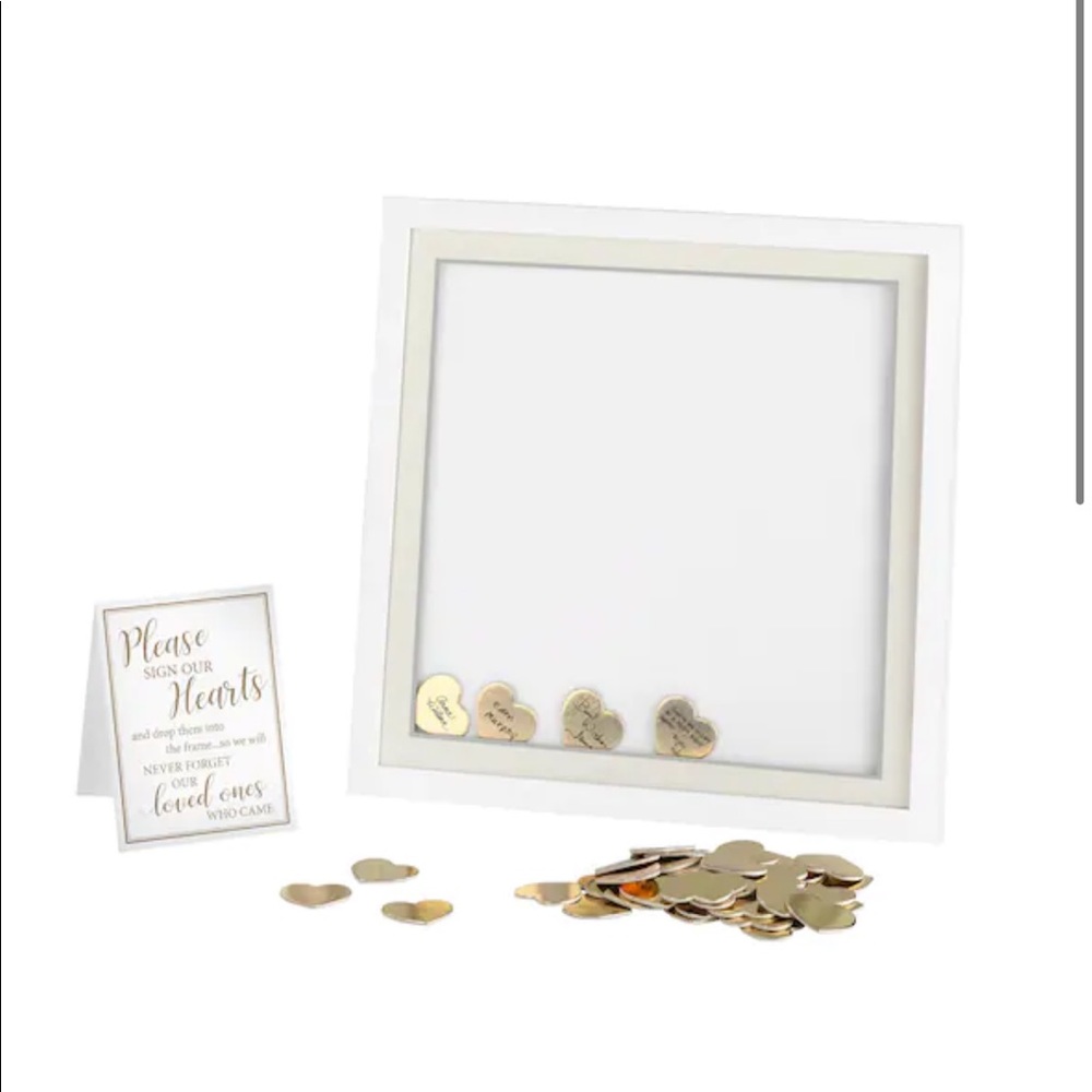 Lillian Rose White Frame w/ Gold Hearts Guest Book